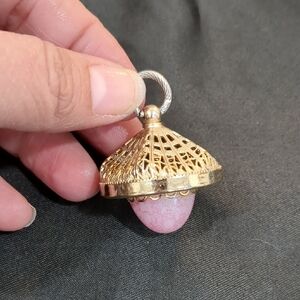 VINTAGE Pink Agate Stone Pendant